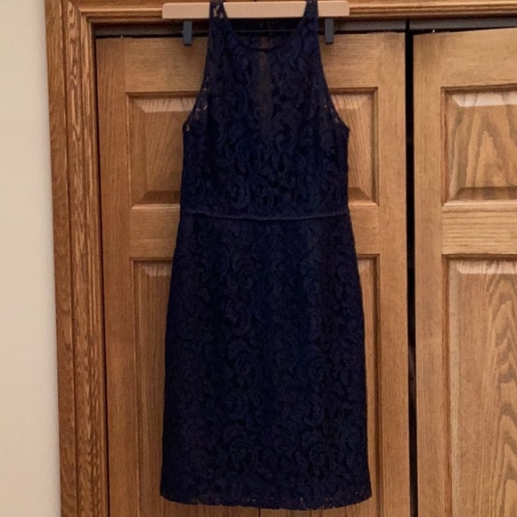 J. Crew Elegant Navy blue Pamela Leaver Lace Dress. Women’s size 2 - Picture 3 of 13